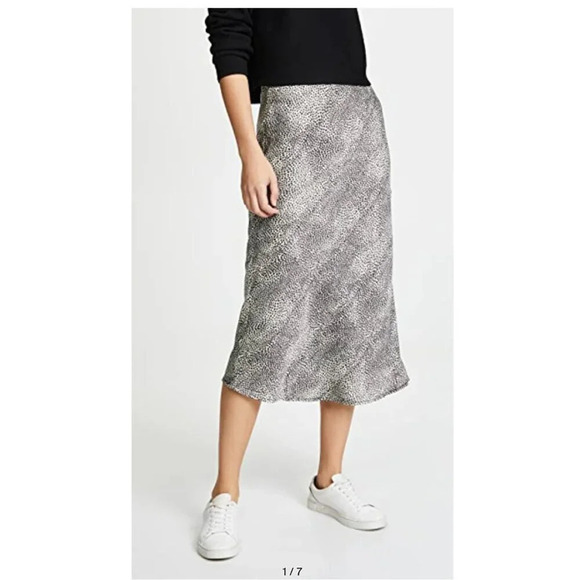 re:named Black White Leopard Midi Skirt - Size L - Picture 1 of 7